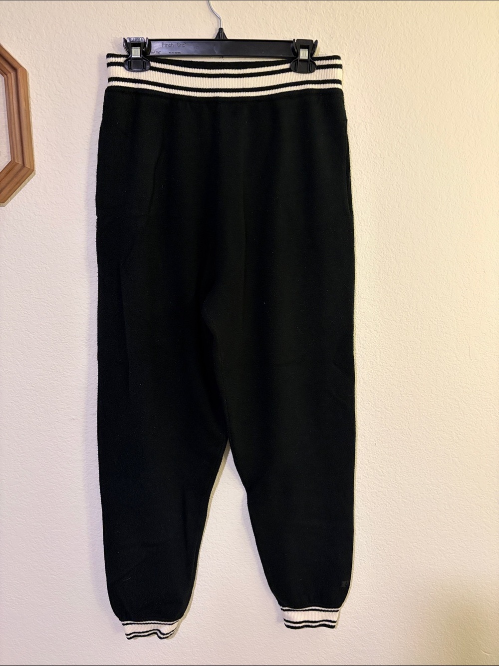 PINK Victoria's Secret Black Jogger Pants with White Striped Waistband
